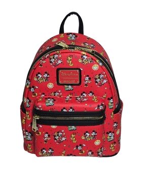 Disney Parks Loungefly Mickey Minnie Pluto Mini Backpack NWT